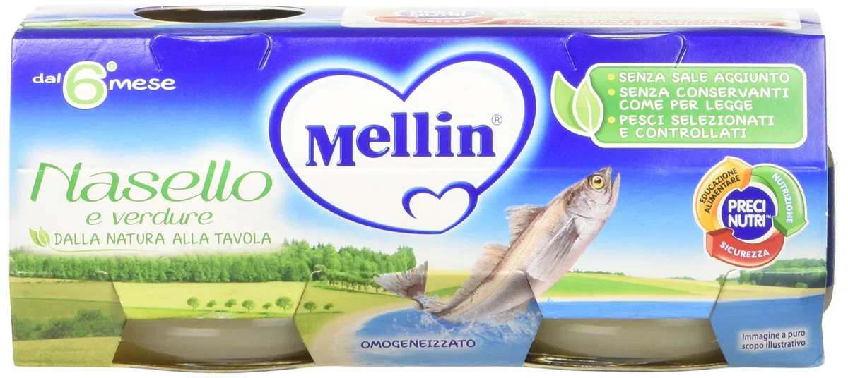 Mellin Omogeneizzato Nasello e Verdure - 24 Vasetti da 80 gr