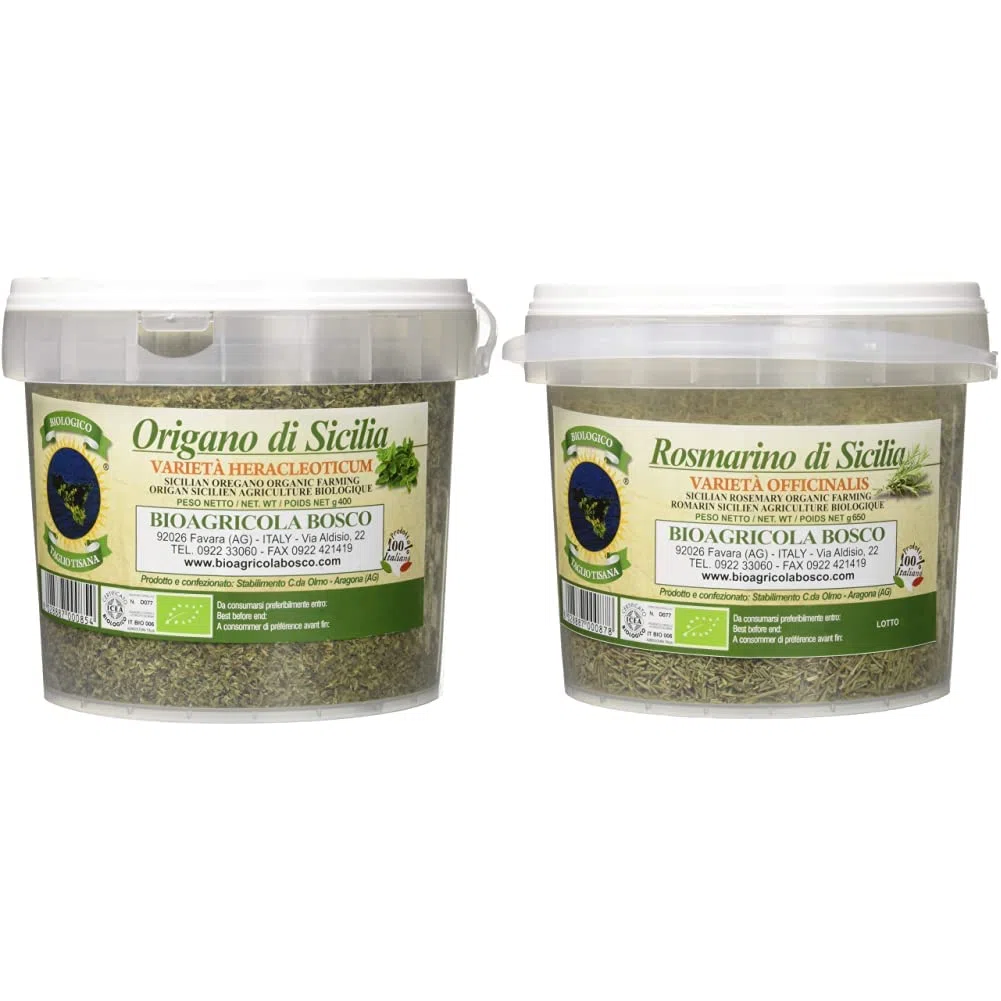 Bioagricola Bosco Origano Macinato Biologico - 400 gr & Rosmarino Macinato Biologico- 650 gr