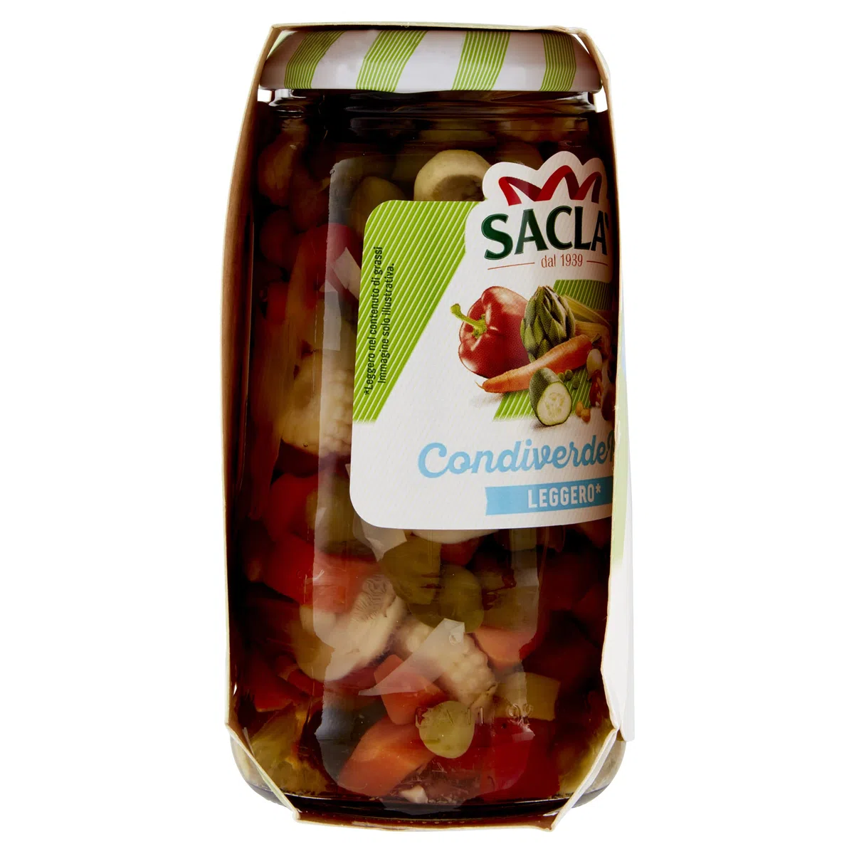 Saclà, Condiverde Riso Leggero Duo, Condimento di Mix di Verdure per Insalata di Riso e altri Cereali, Senza Olio, Vaso Vetro, 2x290g (2x175g sgocciolato), Confezione da 6 pezzi