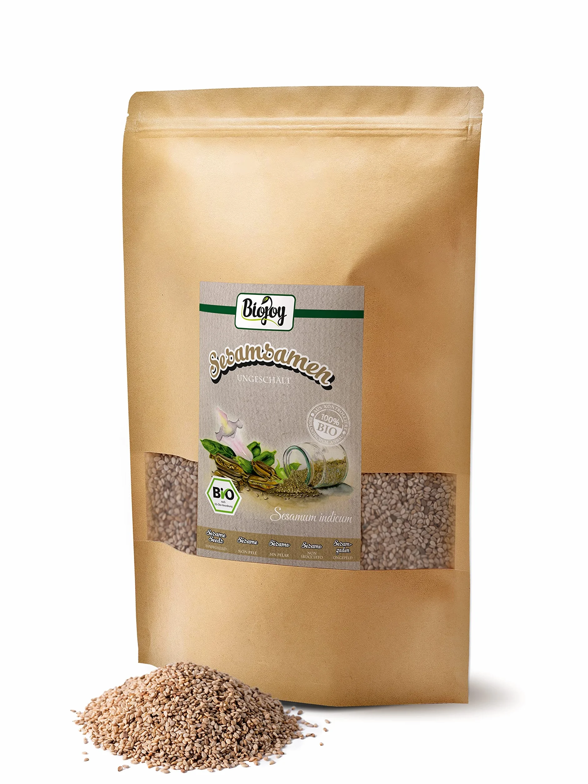 Biojoy Semi Di Sesamo BIO (1,5 kg), Sesamo Bianco non sbucciato