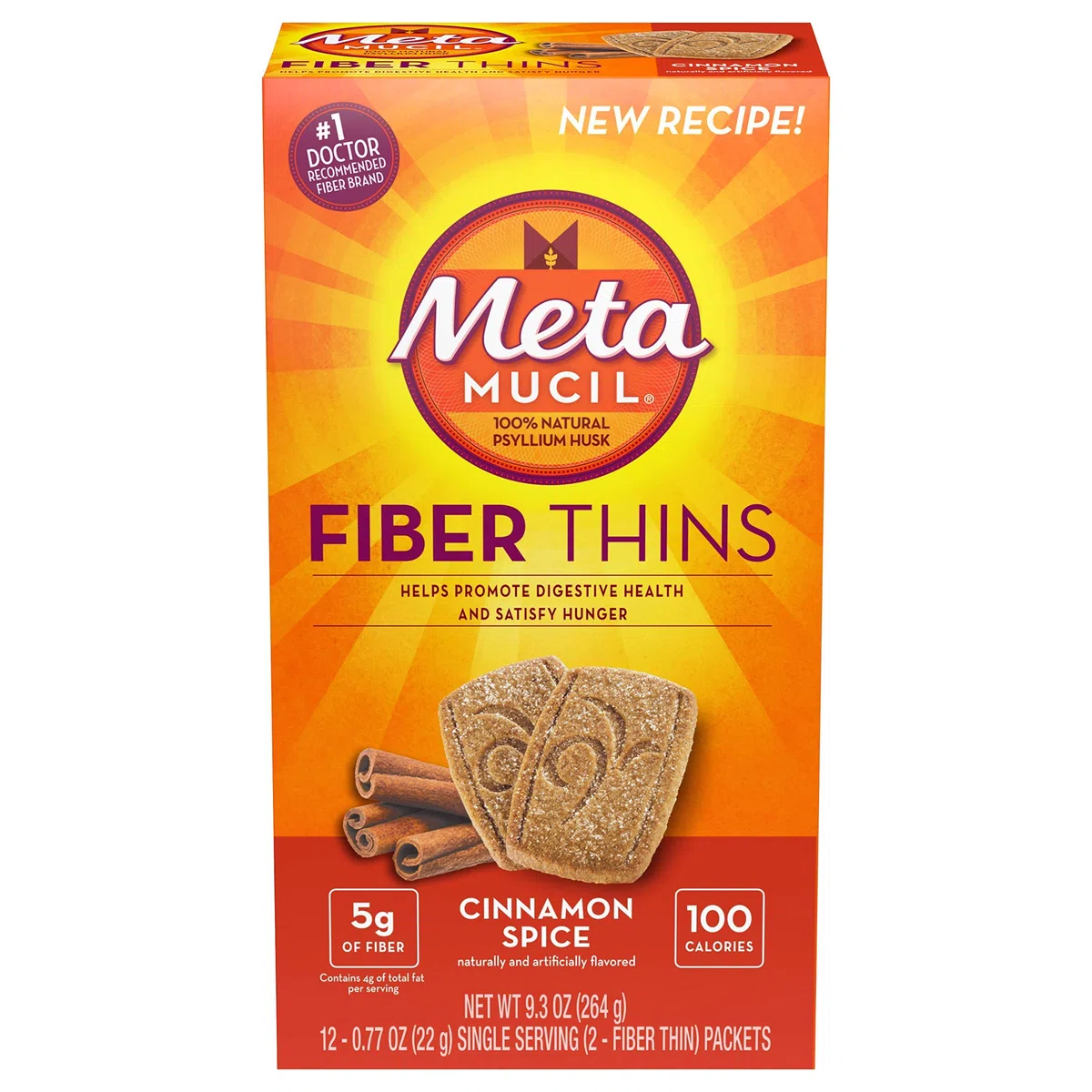 Metamucil MultiGrain Fiber Wafers Cinnamon Spice -- 12 Packets
