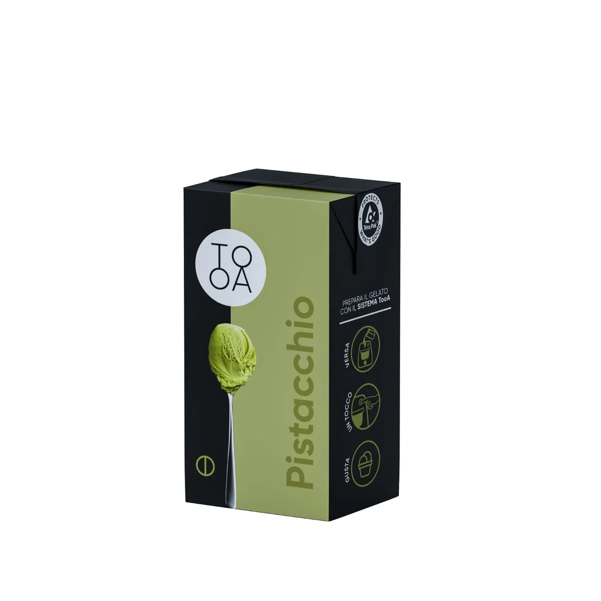 TooA Gelato al Pistacchio, 10 Astucci da 2 Brik Monoporzione (Totale 20 Brik), Pronto in Pochi Minuti, Preparato per Gelatiera TooA, Gelato Italiano 100% Naturale Senza Conservanti e Senza Glutine