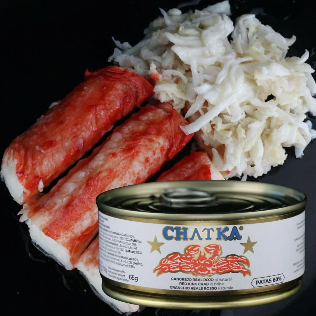 Chatka Granchio Reale Rosso, Conserva Tradizionale con 60% Zampe e Carne Sminuzzata (65 gram)