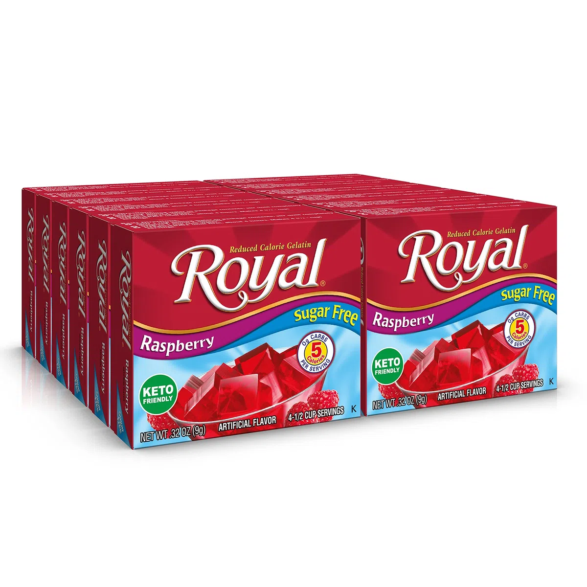 Royal Miscela di dessert lampone gelatina, senza zucchero e carboidrati, 12 scatole da 0,9 l
