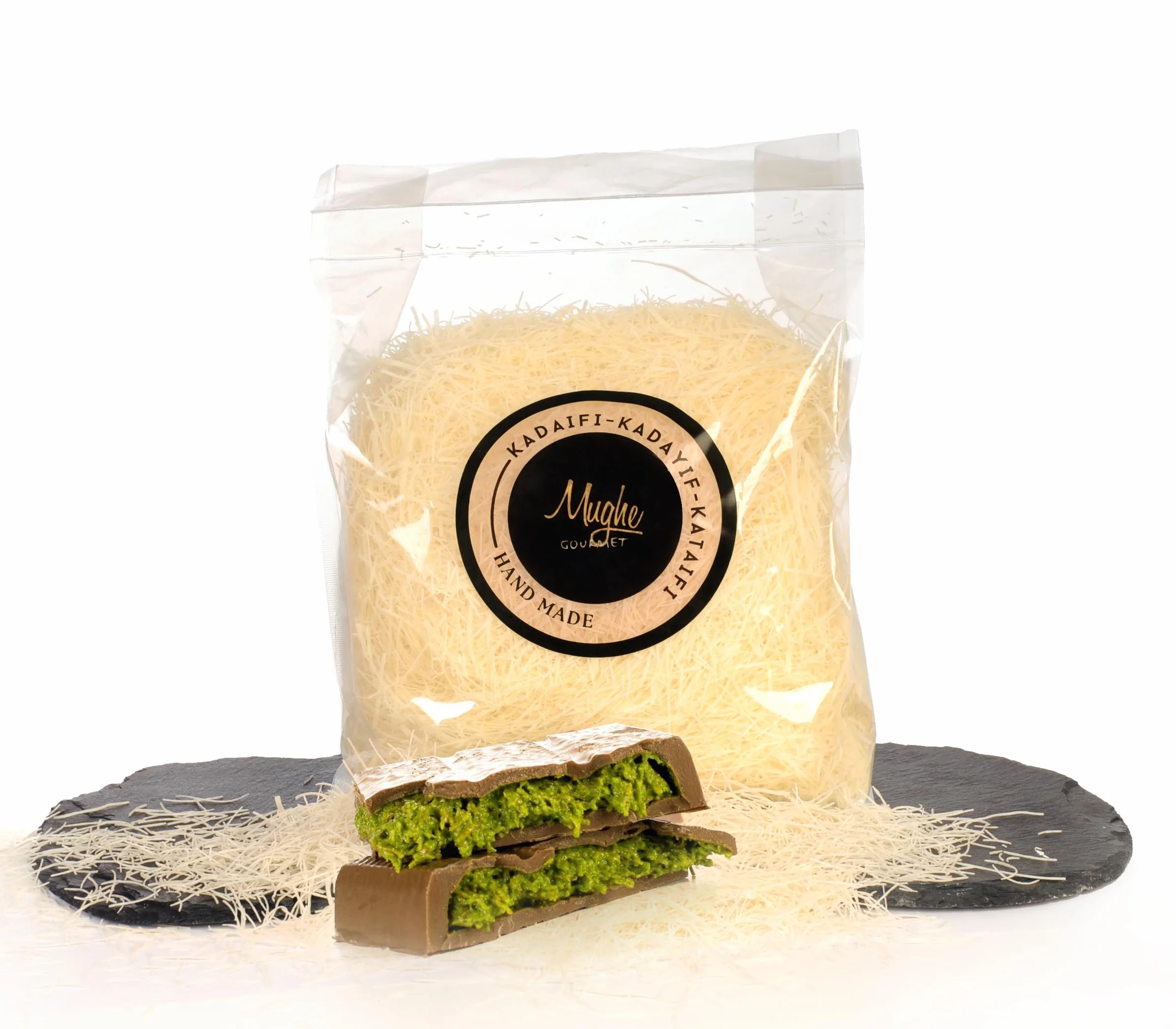 Mughe Gourmet - Pasta Kataifi Premium Essiccata e Tritata - Kurutulmuş Kadayif Hamuru - Ingrediente per Baklava, Kunafa e Barretta al Cioccolato e Pistacchio di Dubai, 400g