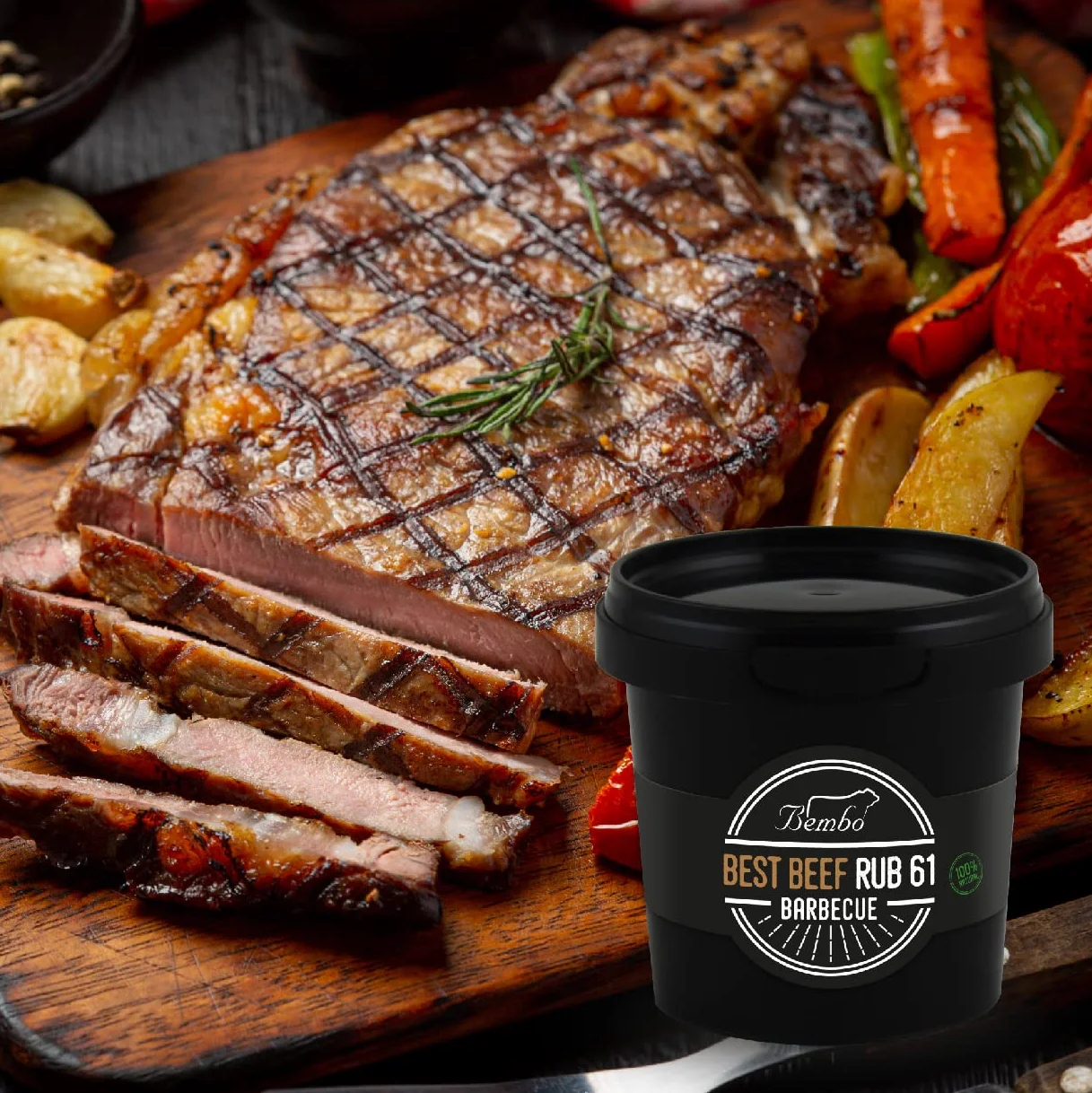 BBQ Best Beef Rub 61 Bembo – 500 g - Mix Spezie per Manzo Arrosto e Roast Beef – Rub Barbecue per Marinatura a Secco – Ideale per Forno, Griglia e BBQ - Made in Italy