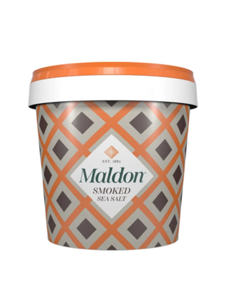 Maldon - Fiocchi di sale marino puro e affumicato, secchio da 500 g