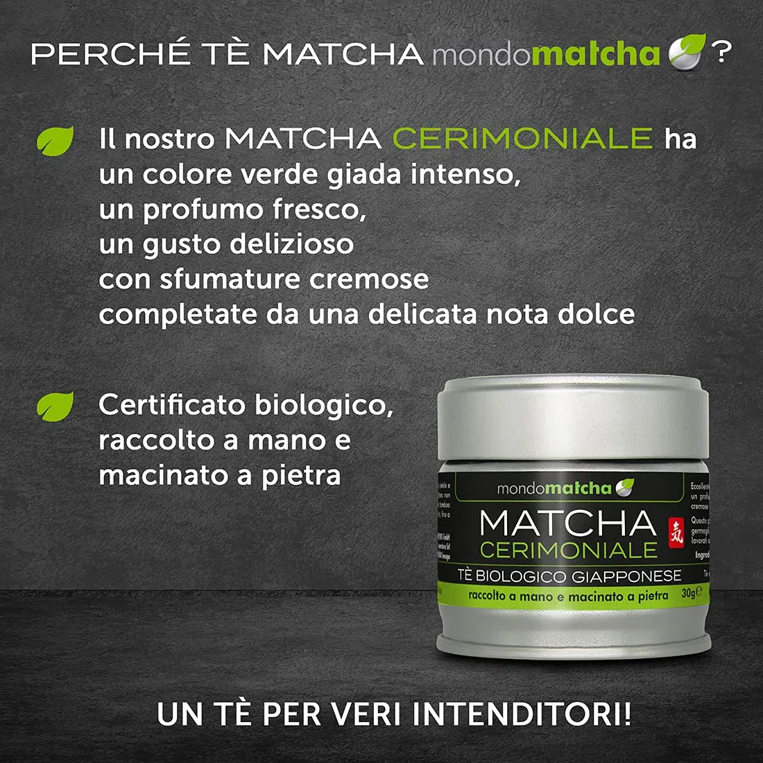 Mondomatcha Tè Verde Matcha Biologico Giapponese 30g - Grado Cerimoniale Premium, Macinato a Pietra - Polvere di Matcha Bio Originale dal Giappone