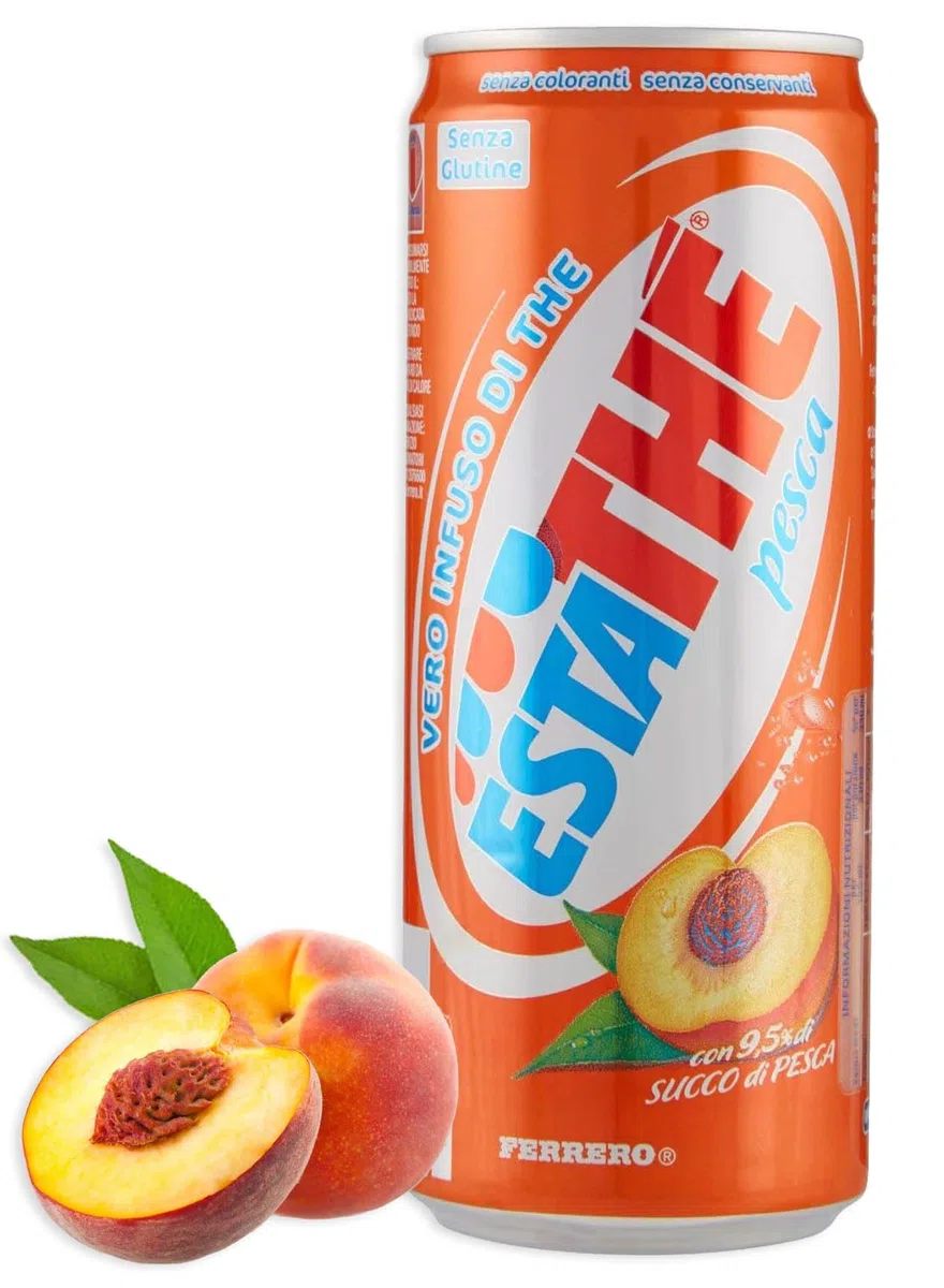 12X Estathe al Gusto di Pesca con Vero Infuso di Foglie di Thè Lattina 330ml [12 Lattine]