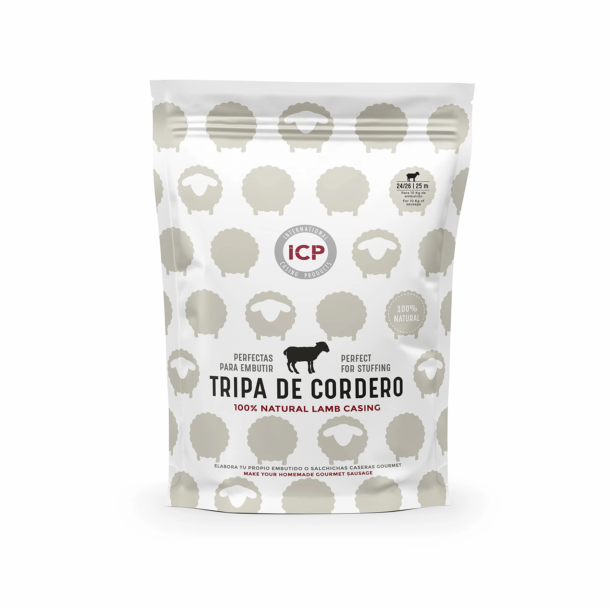 Budello naturale di pecora per insaccare – 25 m, calibro 24/26 | Prepara il tuo insaccato fatto in casa | ICP