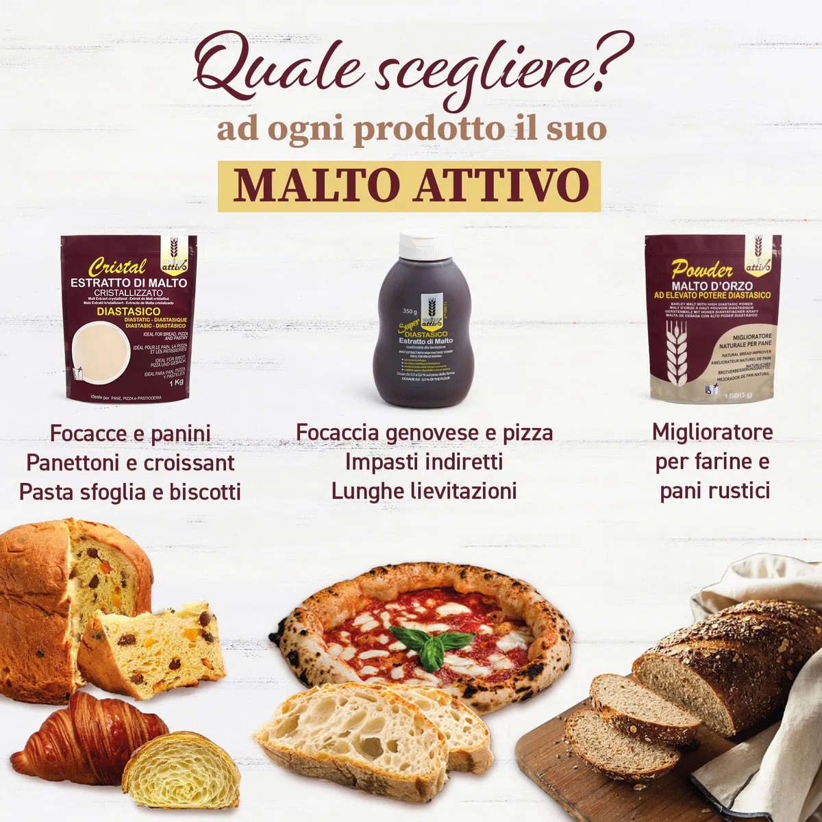 Malto Attivo, Box Powder da 3 pz di Powder 1.5Kg, Farina di Malto d’Orzo ad Elevato Potere Diastasico, Malto Diastasico Ideale per Panificazione, 14.000 Unità Pollak, Made in Italy.