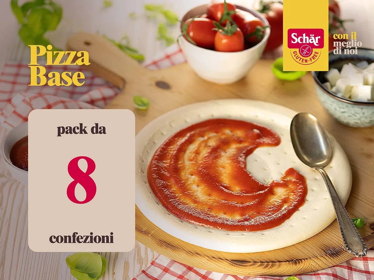 Schär, Pizza Base con Pasta Madre, Fondo Pizza da Farcire Senza Glutine, Vegano, 8 Confezioni, 300g