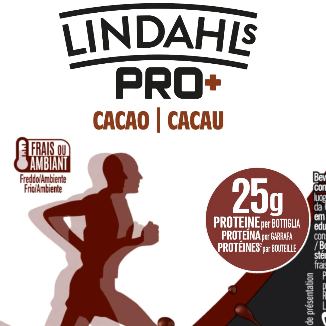 Lindahls Pro+ Drink Cioccolato, 30g di Proteine, Senza Lattosio, 6x250ml