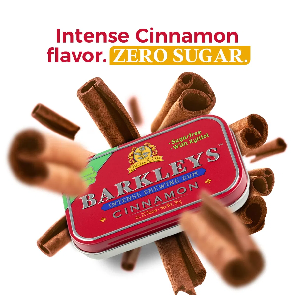 Gomme da Masticare Alla Cannella - Barkleys Cinnamon - Tuttle & Co. - Scatola di Metallo - 9 x 30 g