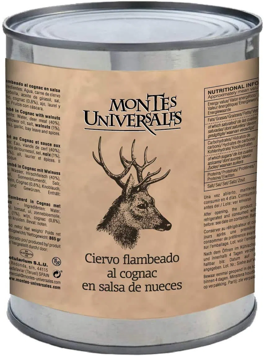 Montes Universales Cervo flambé al Cognac con salsa di noci 865 g