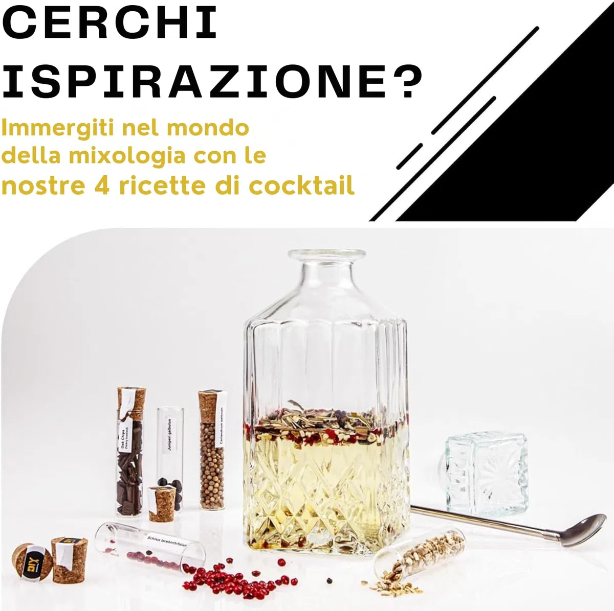 DIBYS Mini Kit Gin Botanico | Set Fai-Da-Te con 12 Spezie Naturali per Gin Tonic e Cocktail | Kit di Infusione con Carte Ricetta e Scatola in Legno | Set Regalo per Uomini e Donne | Set per Fare Gin