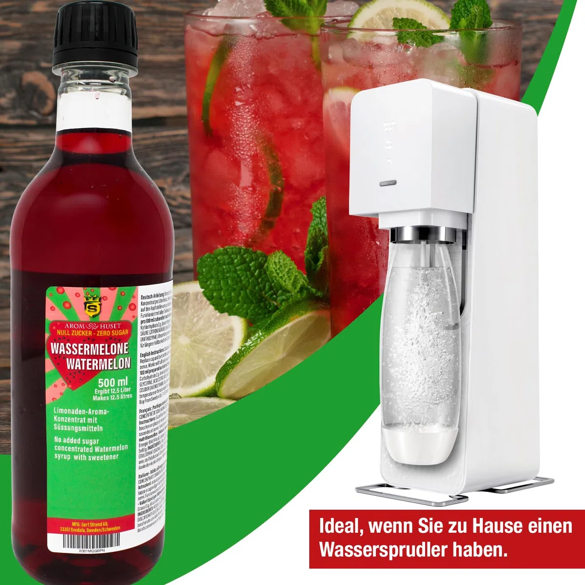 Zero - Sciroppo per bevande all'anguria | 500 ml producono 12,5 litri | limonata di anguria senza conservanti | a basso contenuto di carboidrati | senza zuccheri | bibite analcoliche | per tutti i