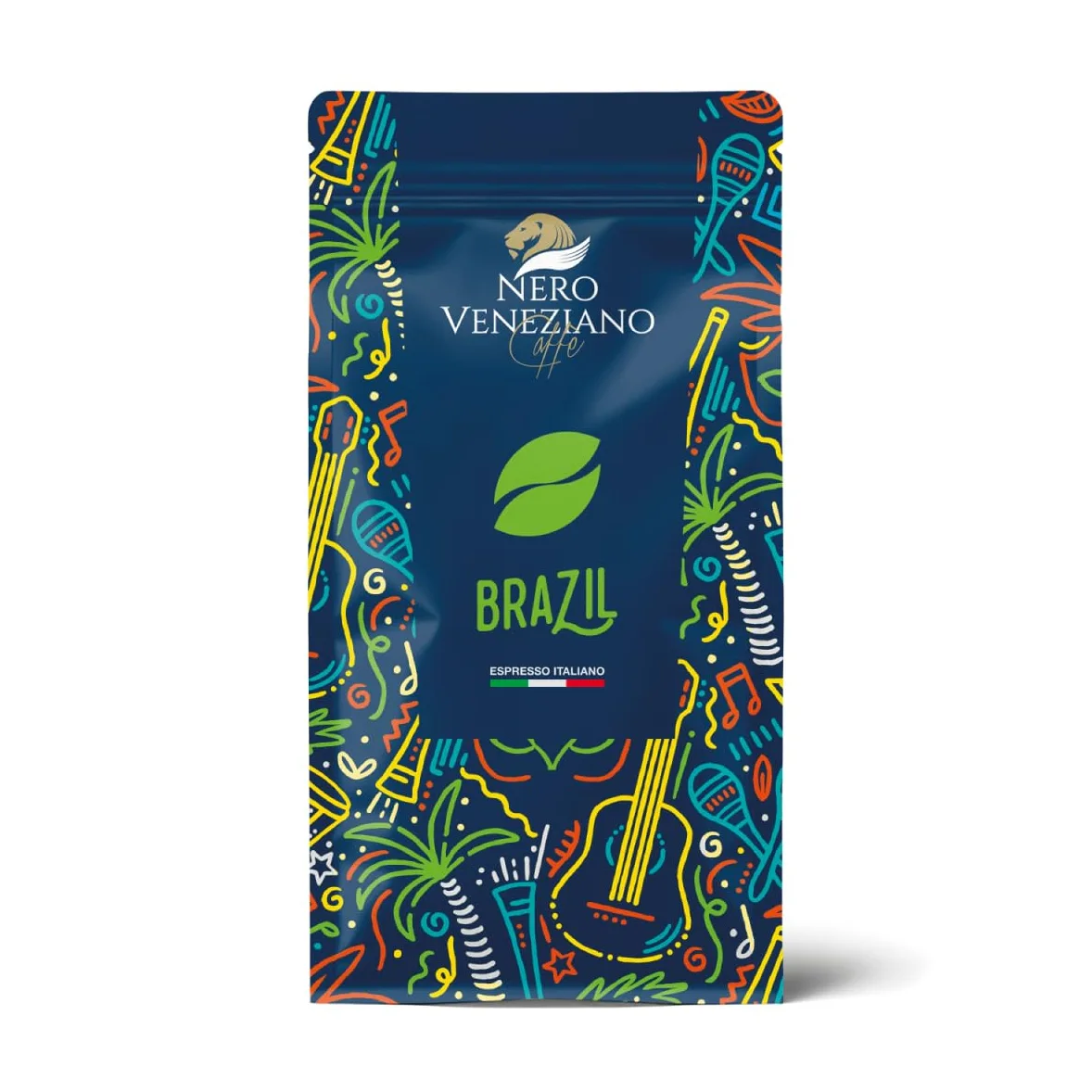 Nero Veneziano Brazil Caffè in Grani 1 kg 60% Arabica 40% Canephora, Tostatura Media, Note di Cioccolato e Nocciola, Bassa Acidità per Espresso e Automatiche