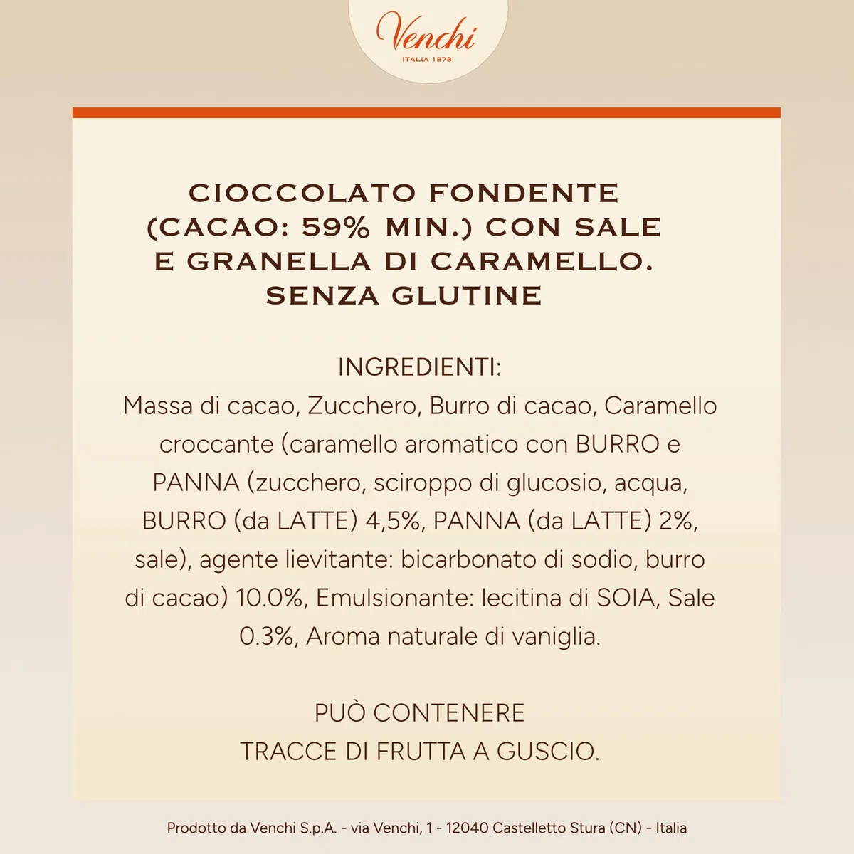 Venchi - Uovo di Cioccolato Fondente Salato, 150 Gr, Gusto Cioccolato Fondente con Granella di Caramello Salato, Senza Glutine, con Sorpresa, Collezione Pasqua Venchi, Idea Regalo