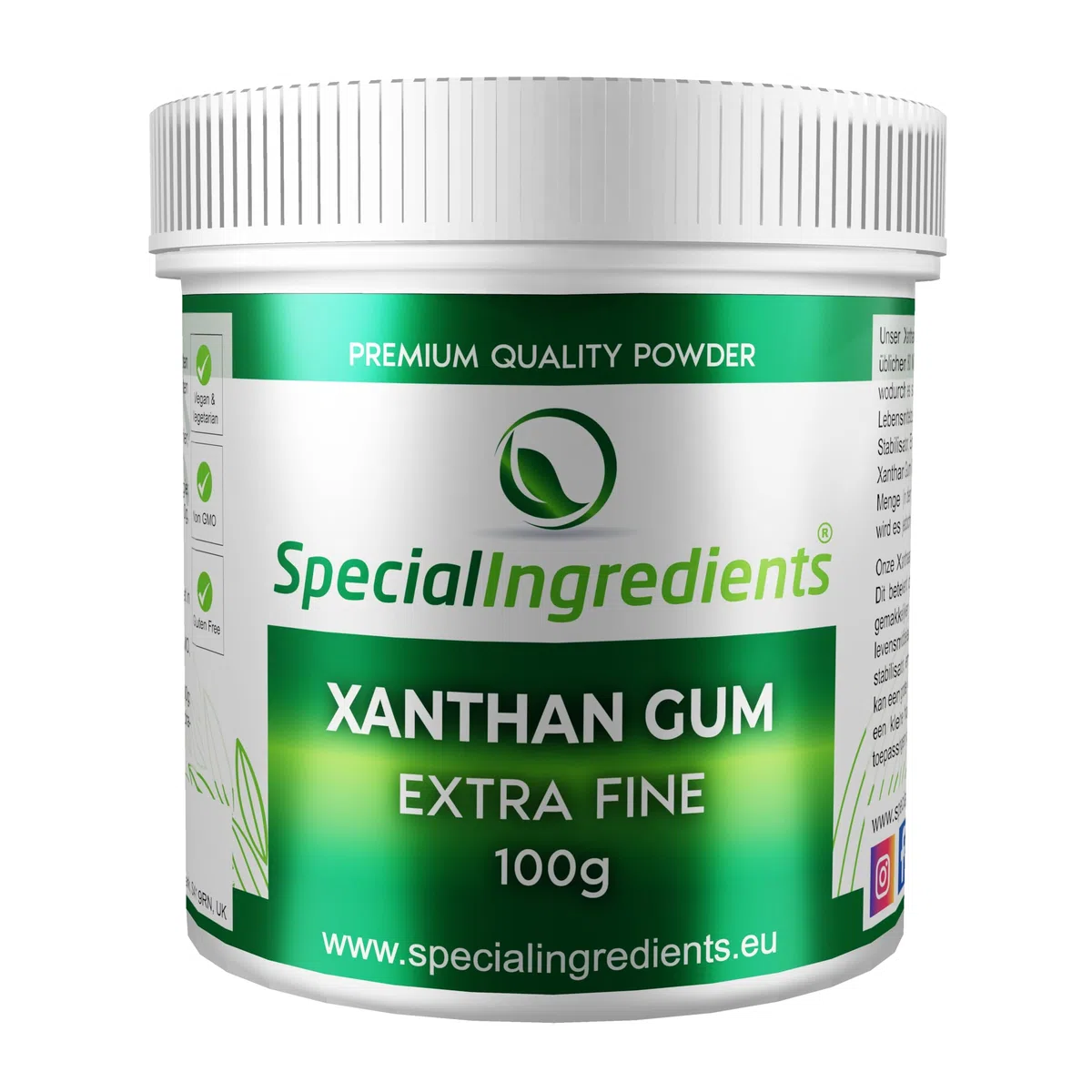 XANTHAN 500g EXTRAFEINE PULVER HÖCHSTER LEBENSMITTEL QUALITÄT - GLUTENFREI, NON GMO (DEUTSCHE ETIKETTEN UND ANLEITUNGEN)