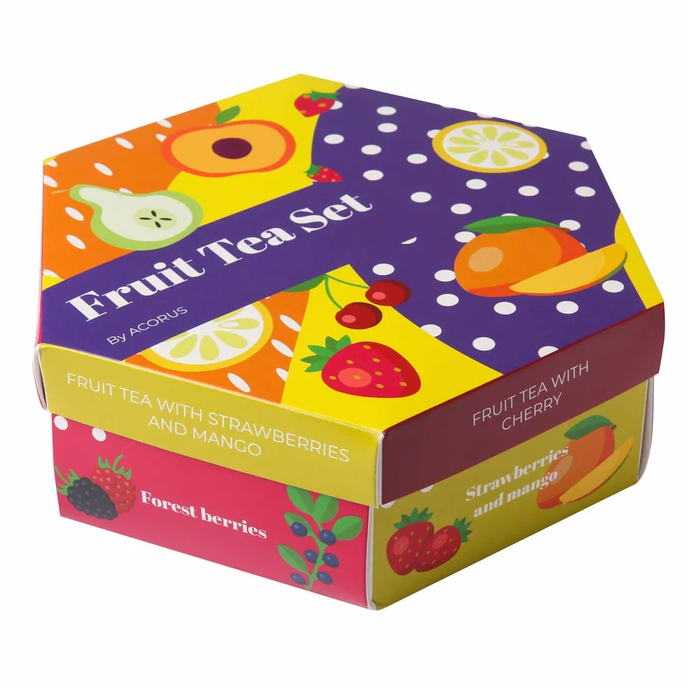 ACORUS Set di Tè alla frutta di lusso | 6 sapori di destinazioni diverse | Set tè regalo | Scatola di selezione grande | Confezioni regalo tè | 60 bustine di tè