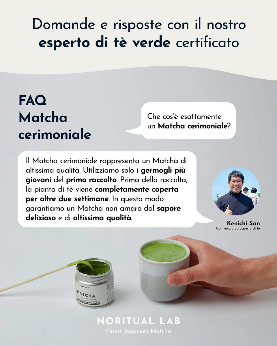 NORITUAL LAB MATCHA – Ceremonial Grade – Originale dal Giappone – rinomata regione di coltivazione sull'isola di Kyushu (40 g)
