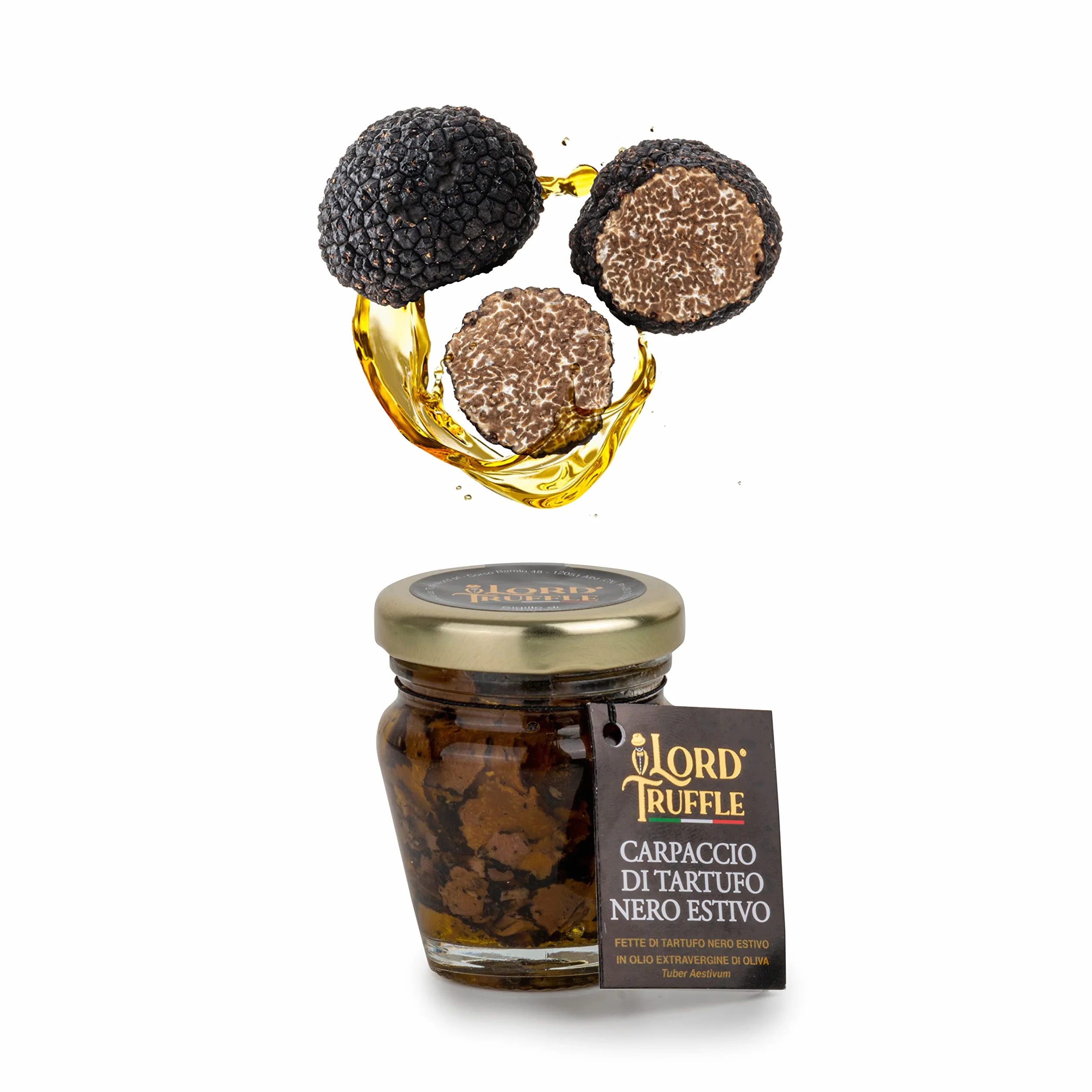 Lord Truffle | Carpaccio di Tartufo Nero Estivo Italiano 45g, Profumo di Sottobosco, Ricavato da Tartufi Neri Freschi di Stagione Pregiati, Tartufo Nero Fresco Gourmet 1° scelta, Qualità 100% Italiana