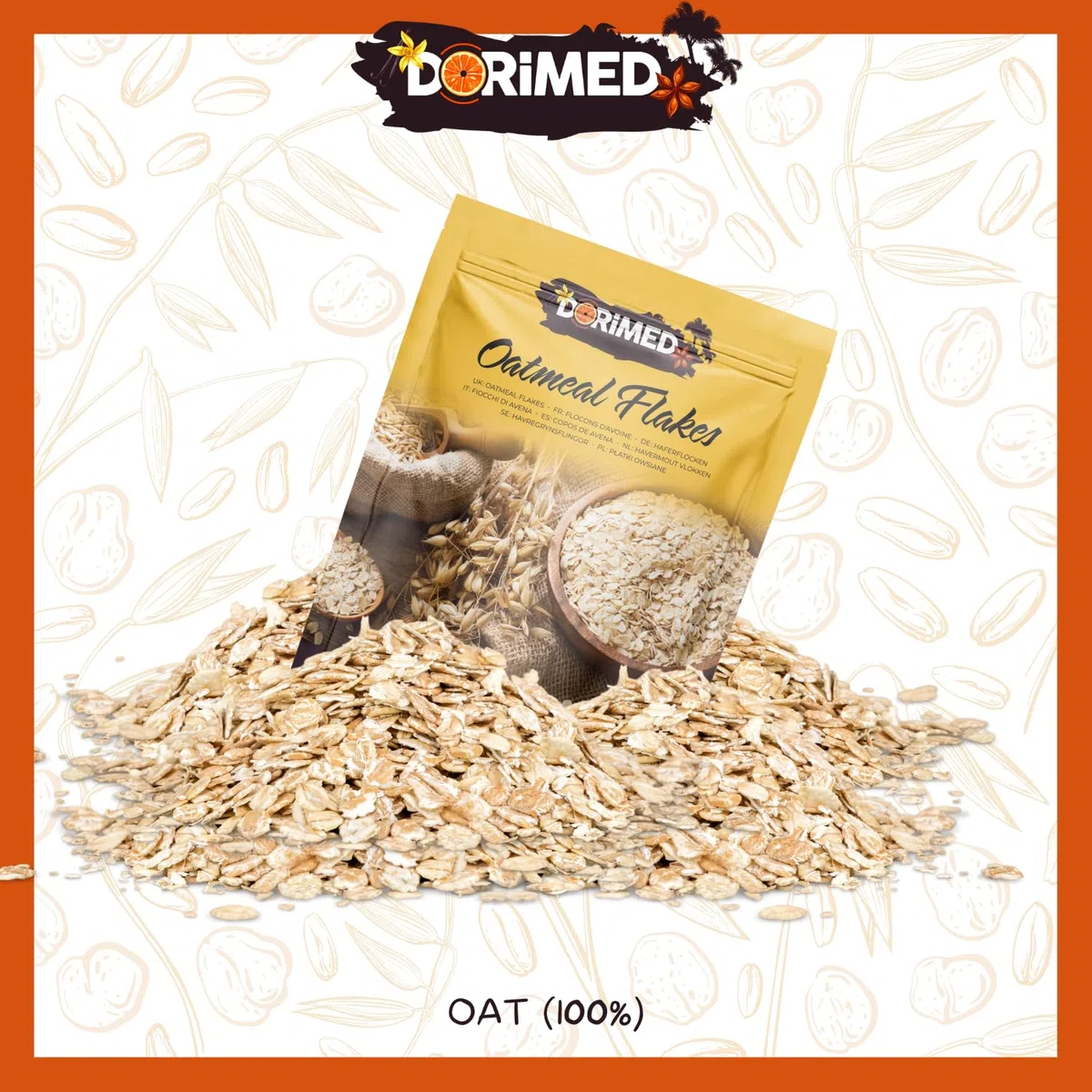 Fiocchi Di Avena 100% Naturali, Senza Zucchero Aggiunto [2kg]. Alimento Di Qualità Superiore, Cereali Crudi, Ricchi Di Fibre Per Uso Alimentare, Oatmeal Naturalmente Sani, Buoni E Gustosi - Dorimed