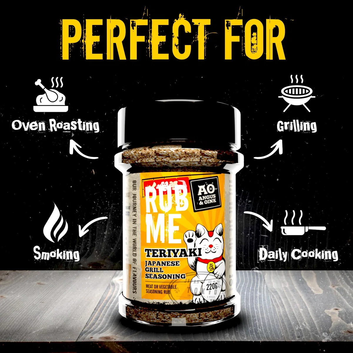 Angus & Oink Rub Me Teriyaki - Condimento per grigliate giapponesi, 220 g