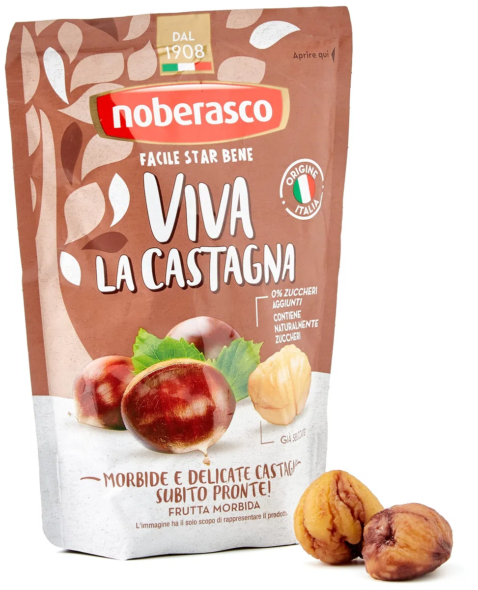 Noberasco Viva la Castagna- Snack Castagne italiane morbide, 100 g, Confezione da 12
