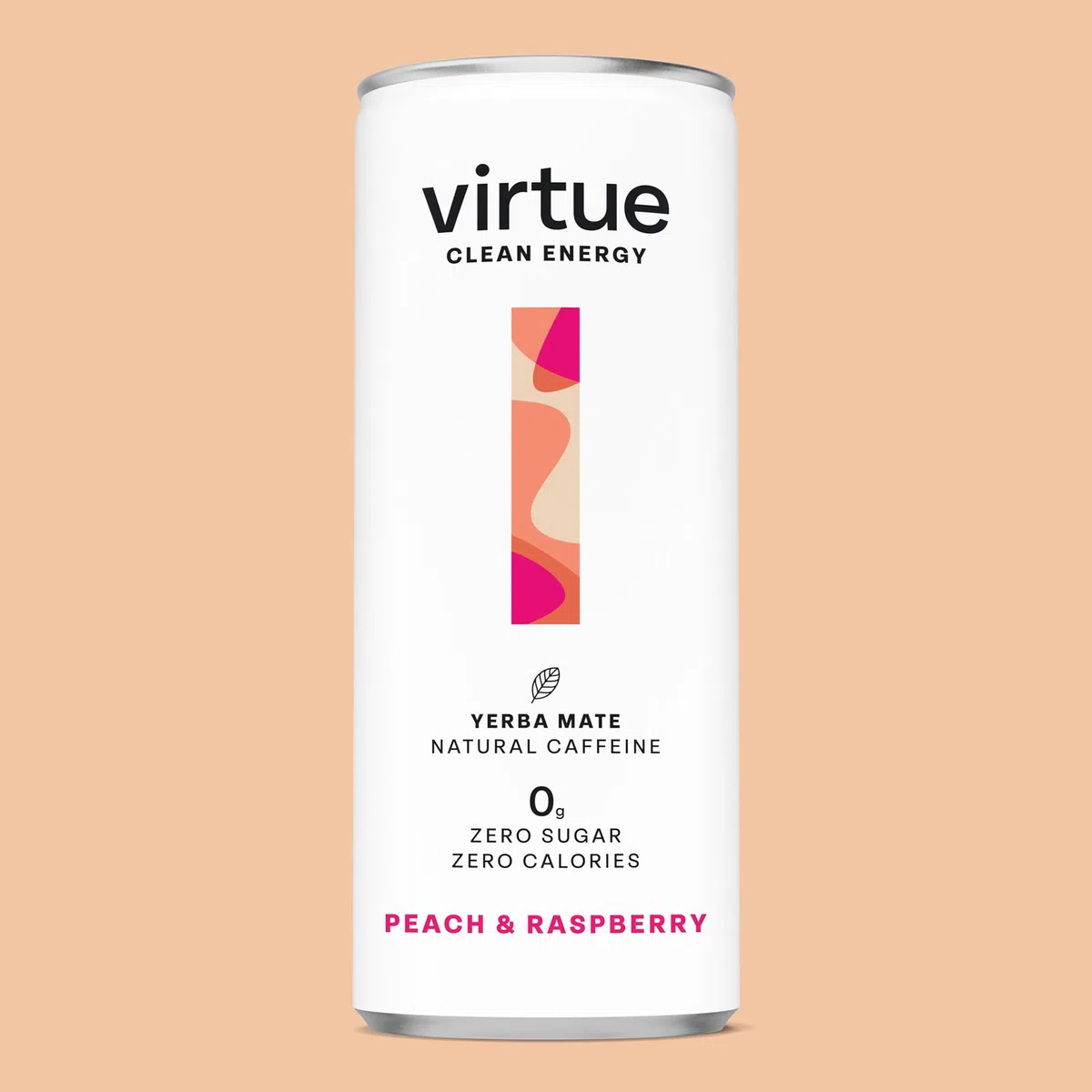 Virtue Yerba Mate - Energy Drink Naturale - Senza Zucchero, Zero Calorie, Vegano, Keto, Senza Glutine. Pacco da 12x250ml (Pesca & Lampone)