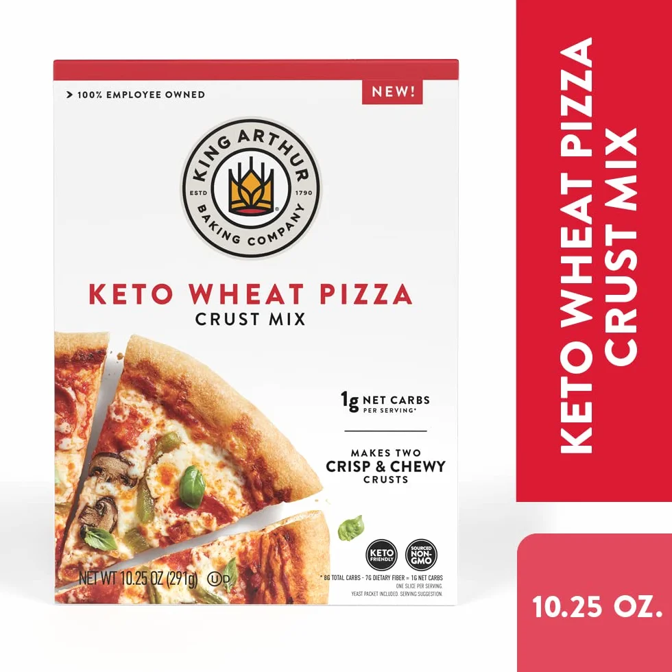 King Arthur Mix di crosta per pizza cheto da forno, 1 g di carboidrati netti per porzione, a basso contenuto di carboidrati e cheto, 291 g