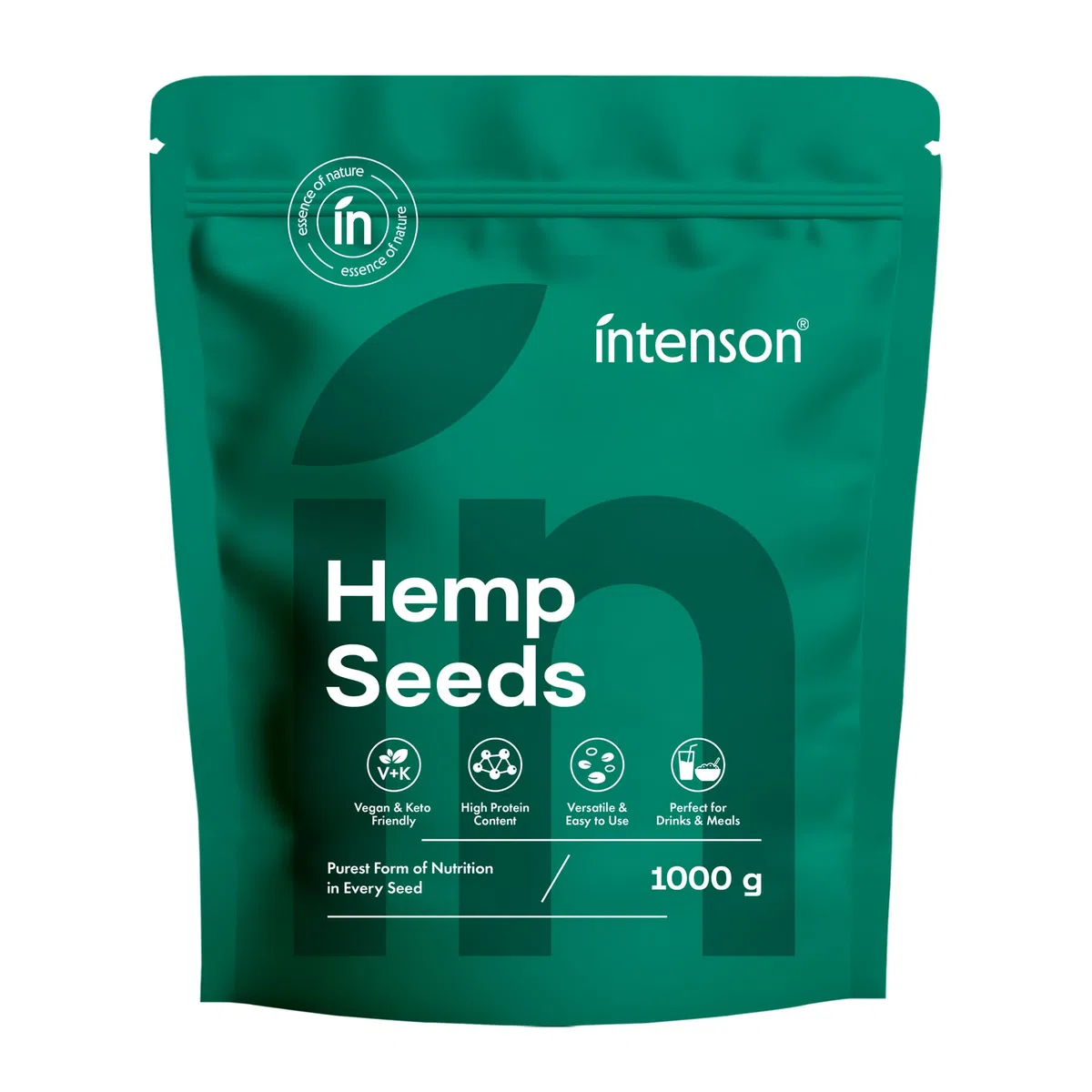 Intenson Semi di Canapa Decorticati, 1000 g, Ricchi di Proteine e Omega, Vegani e Adatti alla Dieta Keto, Naturalmente Senza Glutine, Senza Additivi