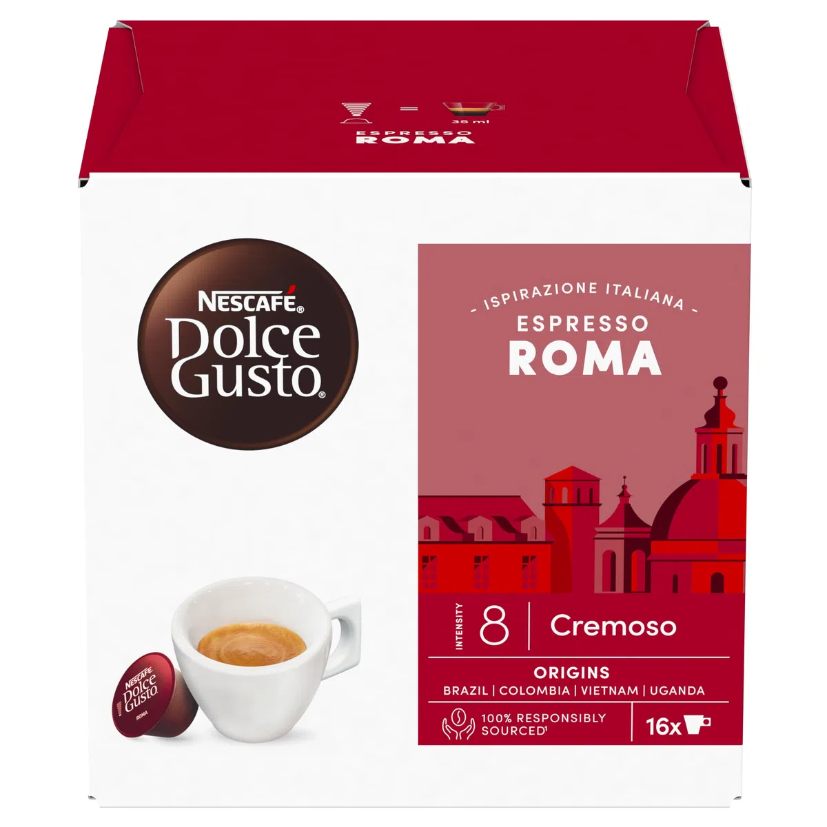 NESCAFÉ DOLCE GUSTO Espresso Roma Caffè, 6 Confezioni da 16 Capsule (96 Capsule Compatibili Nescafé Dolce Gusto)