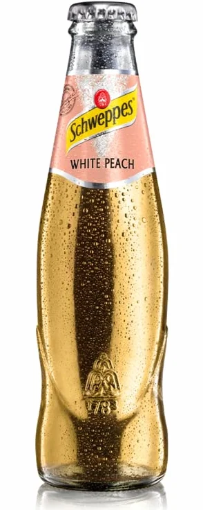 Schweppes White Peach 10 x 200 ml bicchiere di vetro gassate con sapore di pesca bianca, con più cautela