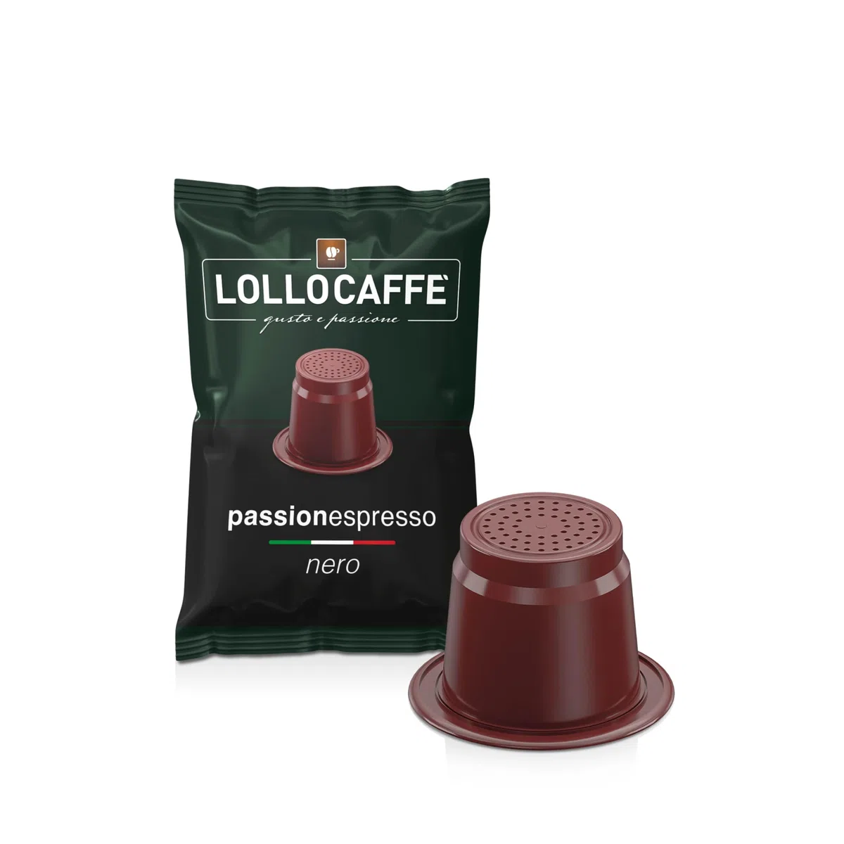Lollo Caffè Passione Espresso, Miscela Nera - 100 Capsule - Compatibili con le Macchine ad uso domestico Nespresso*