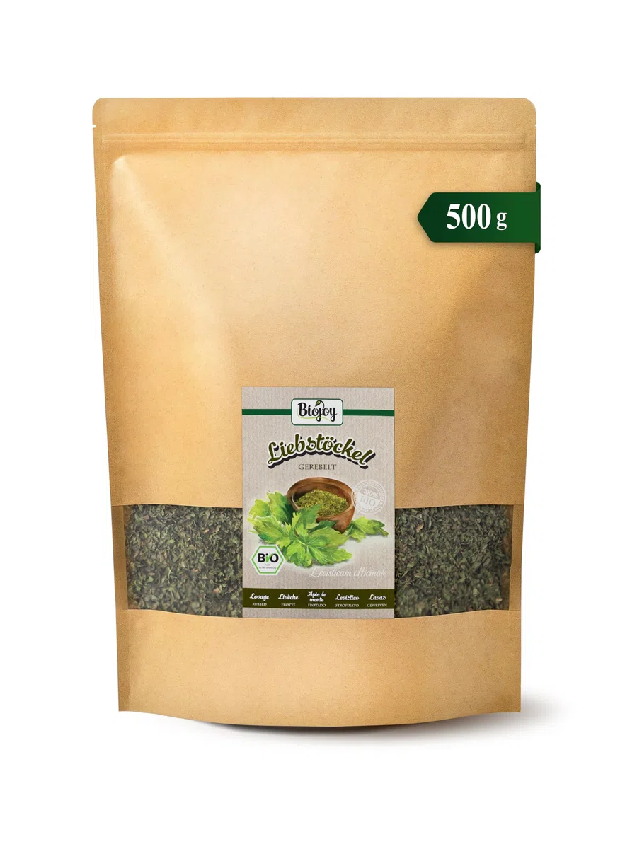 Biojoy Levistico essiccato BIO (500 g), Tritato, Sedano di Monte, Spezia senza additivi (Levisticum officinale)