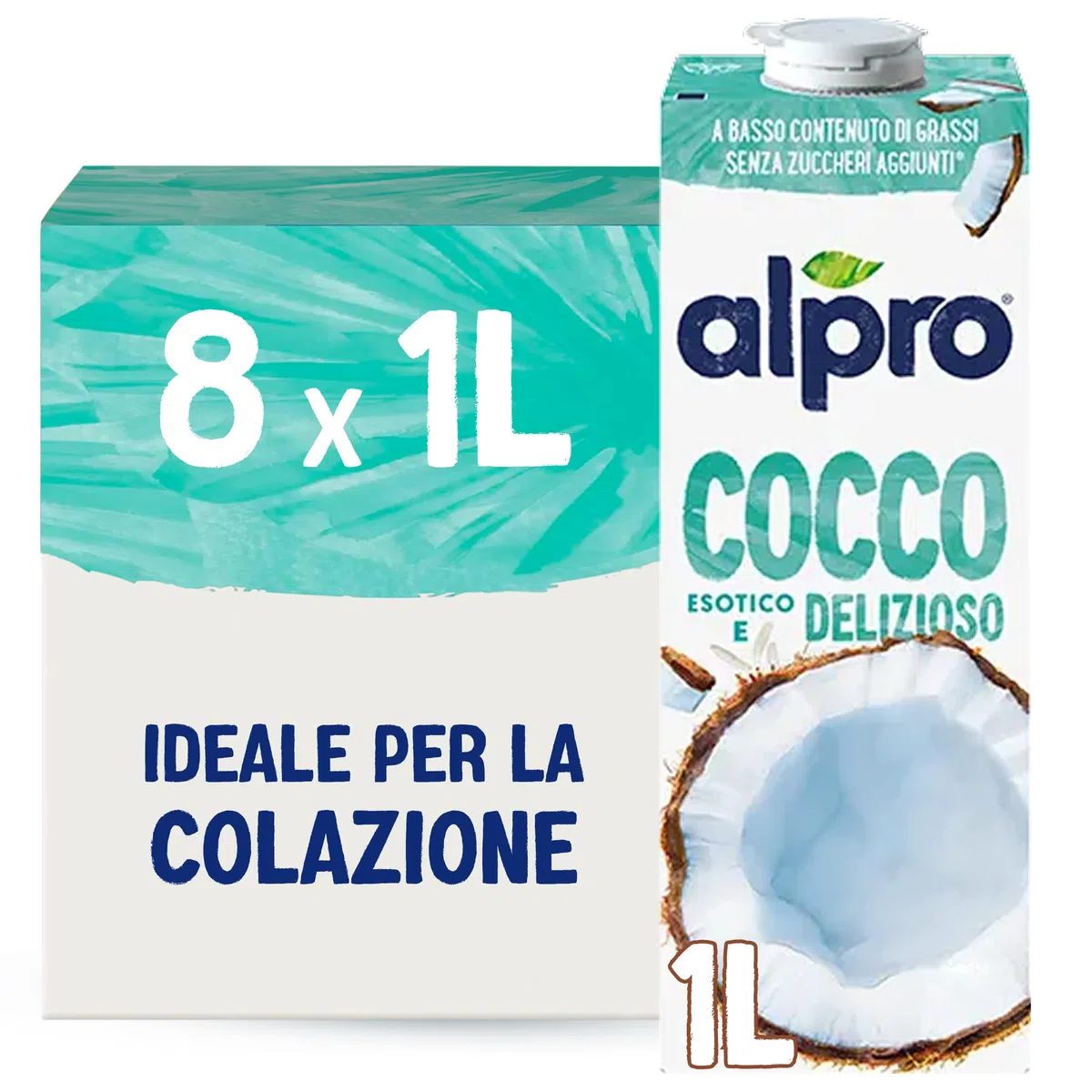 ALPRO CLASSICO, Bevanda al COCCO, Naturalmente Senza Lattosio, con Vitamine B2, B12 e D - 8 confezioni x 1 Litro