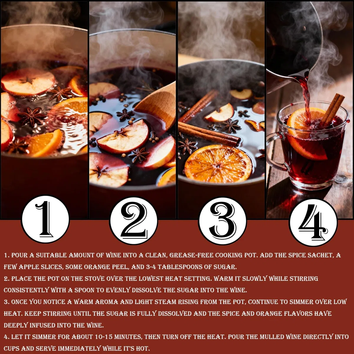 Kit di Spezie per Vin Brulé con Cannella, Chiodi di Garofano e Anice Stellato per Una Facile Preparazione - Prepara Il Tradizionale Vin Brulé In Casa - Abbastanza