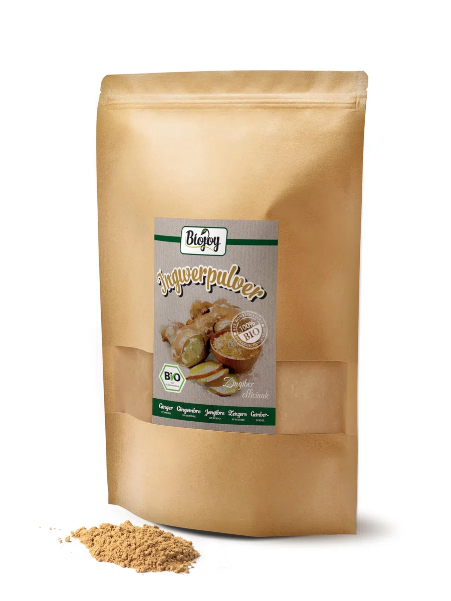 Biojoy Zenzero in polvere BIO (1 kg), disidratato e senza zucchero (Zingiber officinale)