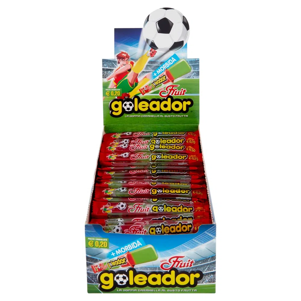 Goleador Fruit, Doppia Caramella Gommosa, Senza Glutine, Gusto Frutta, Ottime da Condividere, Idee Regalo per Compleanni e Feste, Confezione da 200 monopezzi
