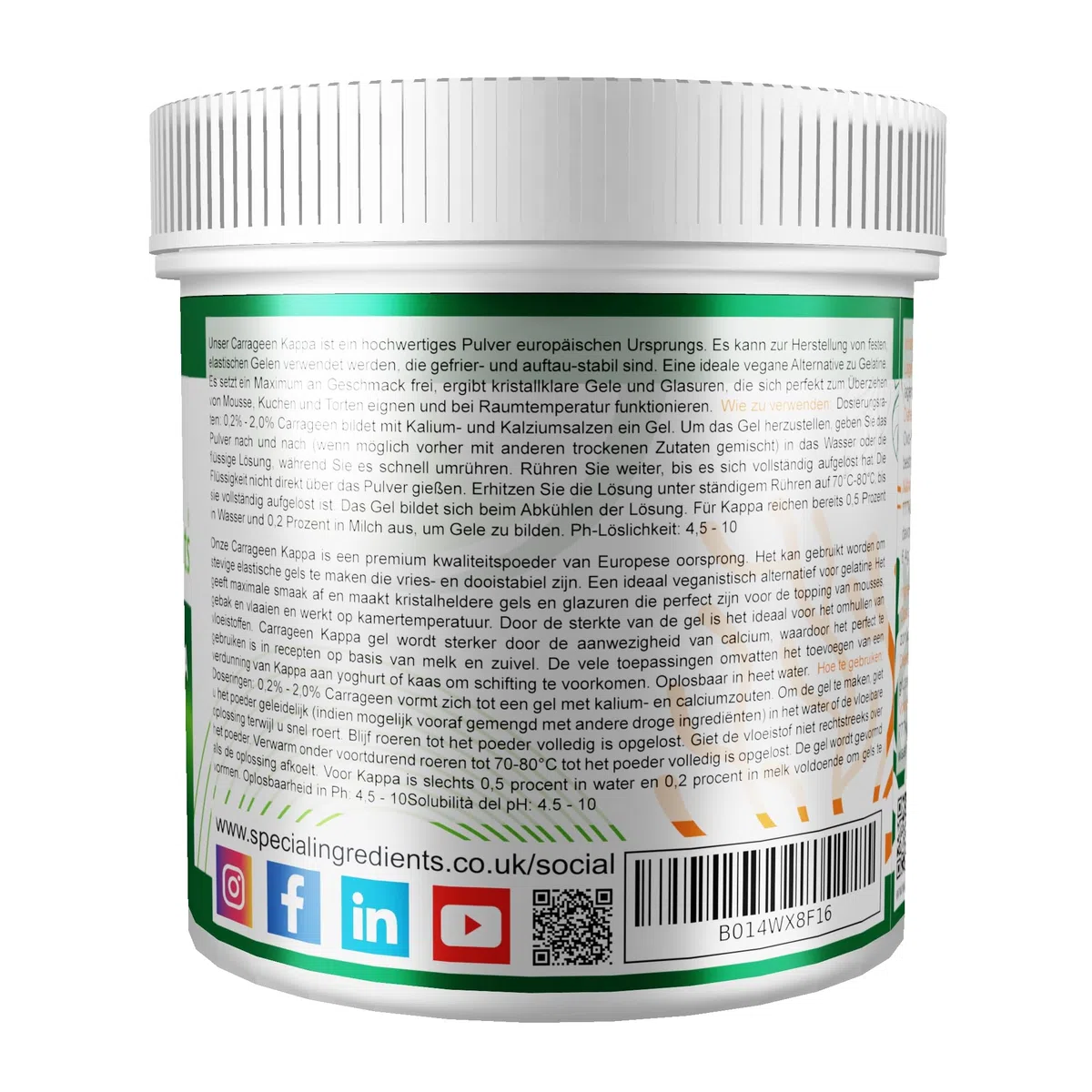 Special Ingredients Kappa-Carrageenan Pulver 250g Höchster Qualität, Vegan, GVO-frei