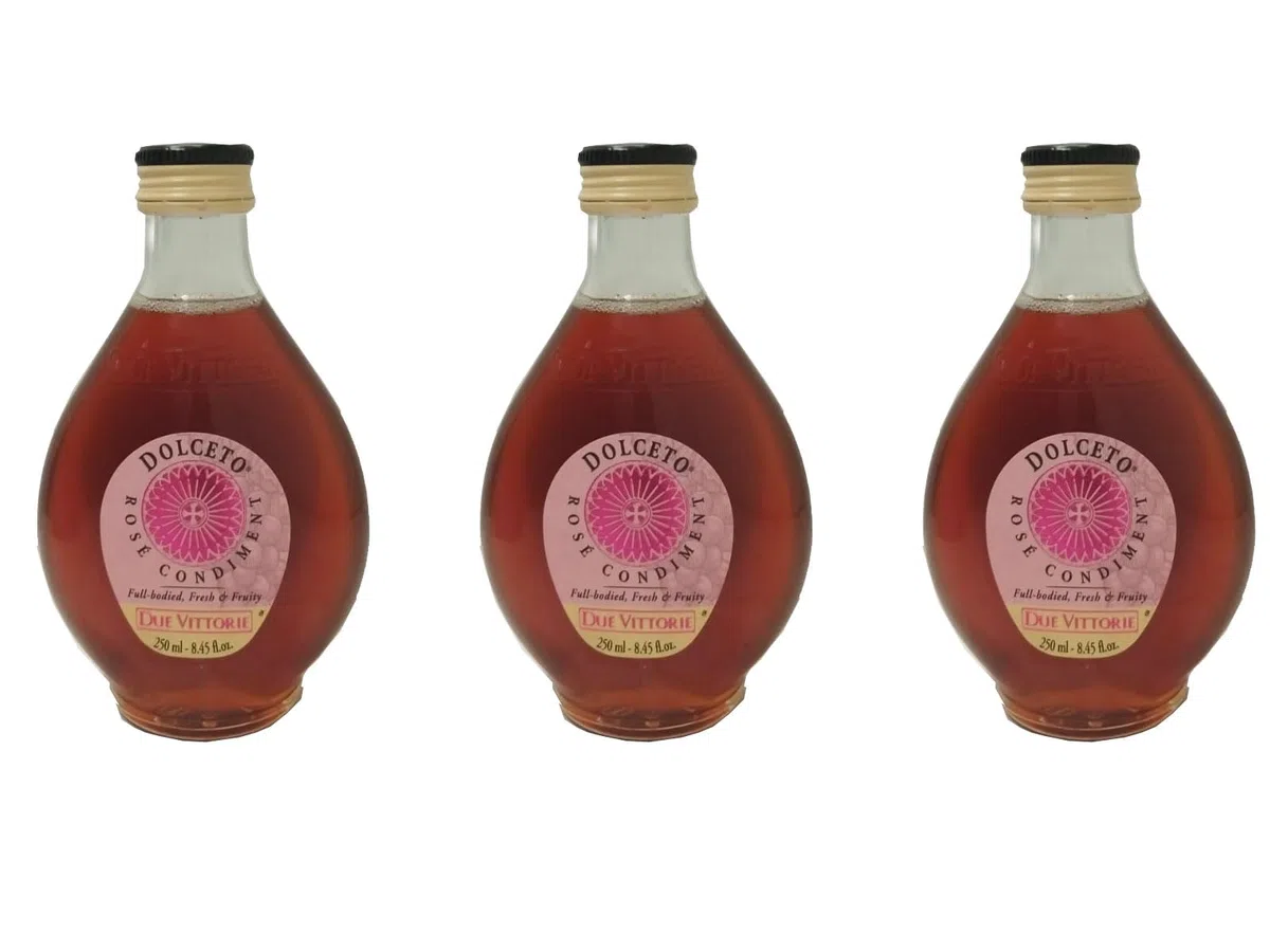Due Vittorie Dolceto Condimento Rosè, Corposo Fresco e Fruttato, Aceto di Vino e Mosto d'Uva Concentrato, 3 Bottiglie da 250 ml, Senza Glutine
