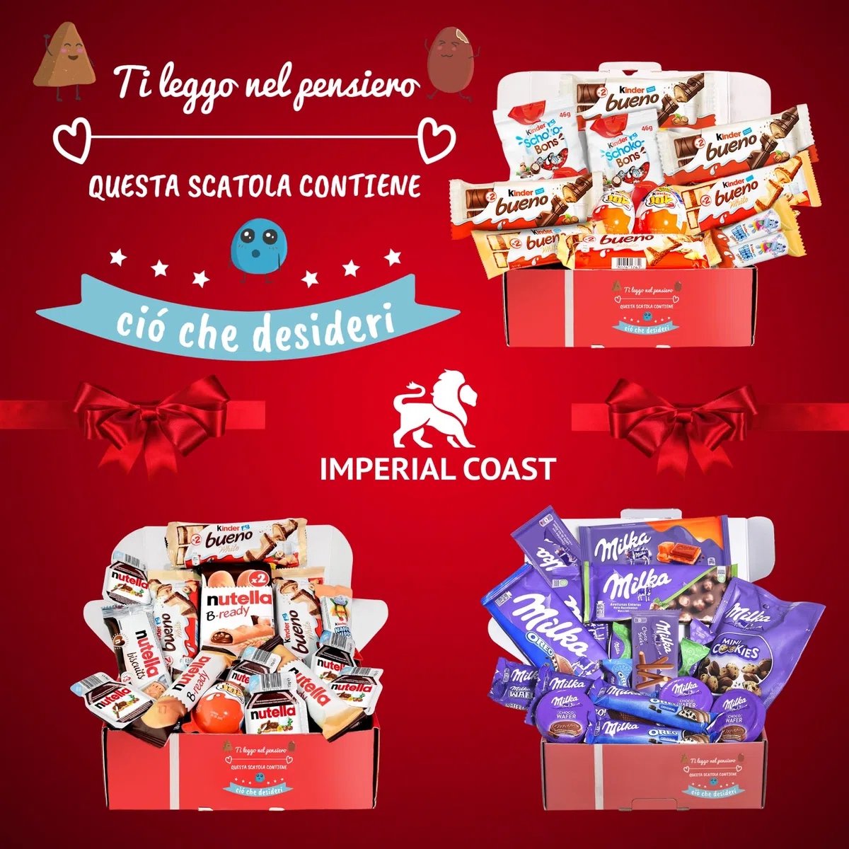 Regalo di Cioccolato, Confezione Regalo di Cioccolatini, Regalo Originale per Compleanni, Bambini e Coppie: Kinder Bueno, Hippo, Kinder Joy, Nutella B-Ready, Biscotti.