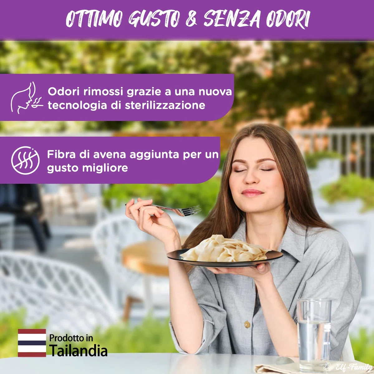Elf-family [Nuovo]Pasta di Konjac Pochi Carboidrati- Prodotto in Tailandia- Vegano Senza Glutine- 240g x6 Scatole(per 12 Porzioni), Konjak Shirataki Noodles Ipocalorica/Senza Zucchero - Fettuccine