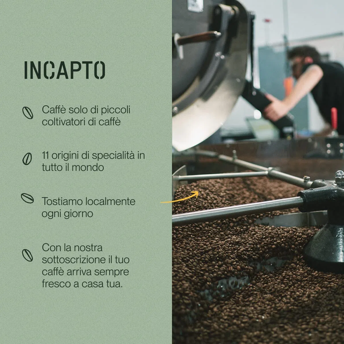 Incapto Caffè in Grani Strong Blend 1kg | Miscela 80% Arabica e 20% Robusta | Forte e Amaro | Orígines Uganda, Brasile e Perù | Tostatura Naturale