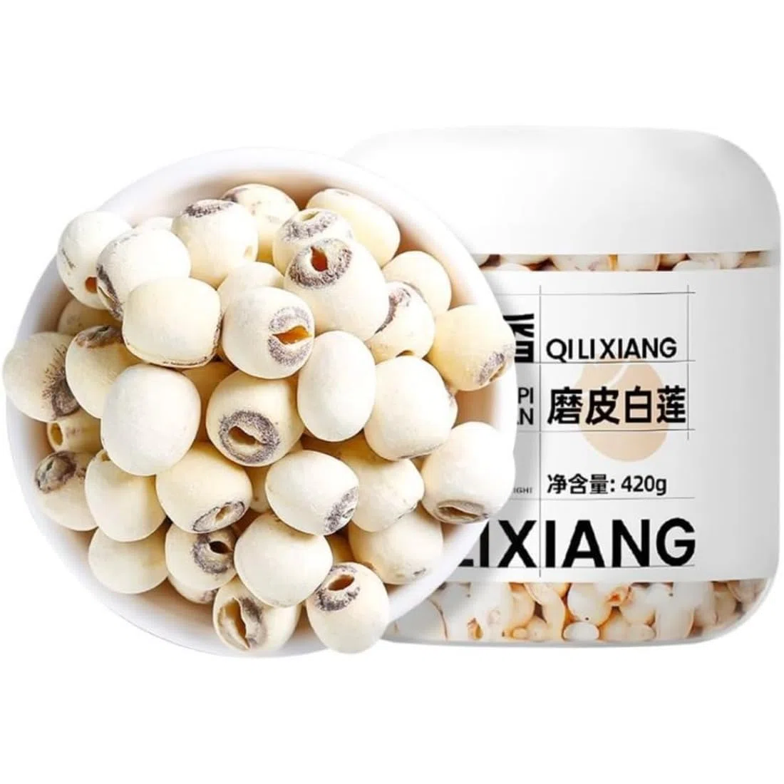 Lotus Seeds Essiccati Premium Senza Zolfo 420g | Facili da Cuocere per Zuppa/Porridge/Dolce | Puri & Naturali