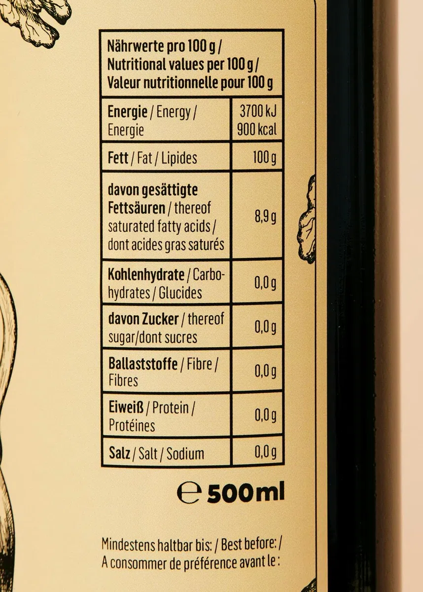 KoRo - Olio di noce bio 500 ml - Vegetale e spremuto a freddo da 100% noci bio