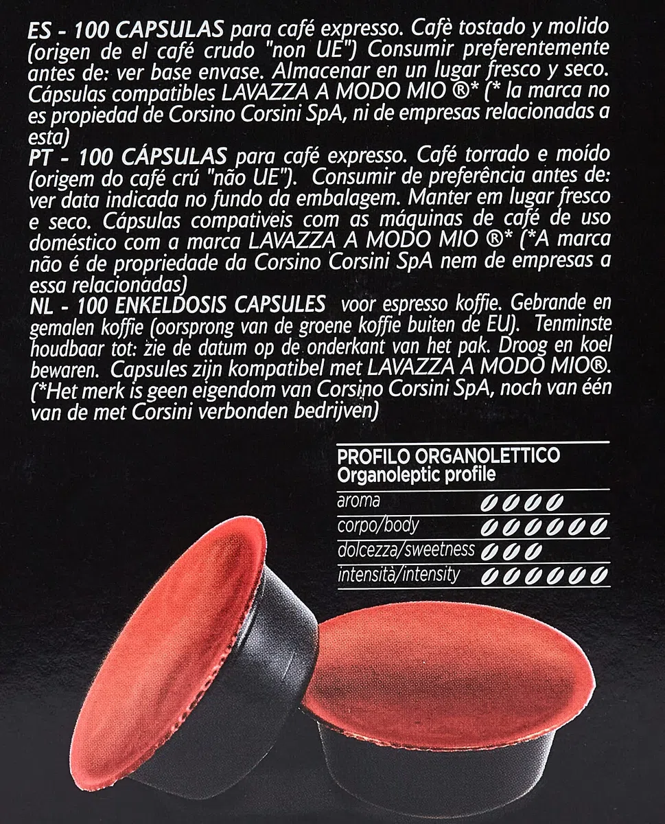 Caffè Corsini Classico Italiano, Capsule Compatibili Lavazza, A Modo Mio, Da 7.5 Grammi Di Caffè Macinato, 100 Unità, Confezione da 1
