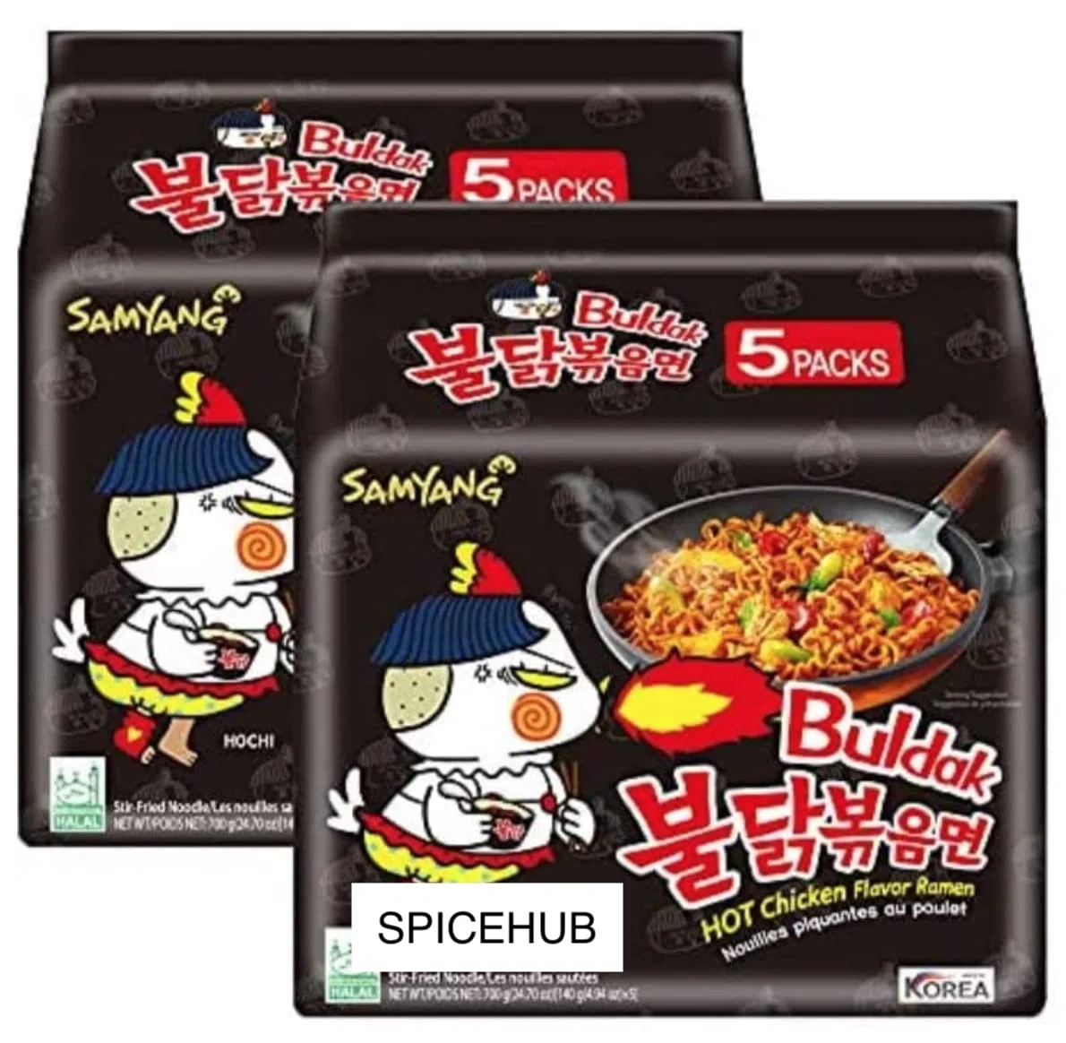 SPICEHUB Samyang Buldak - Tagliatelle di ramen al gusto di pollo, confezione da 10 pezzi